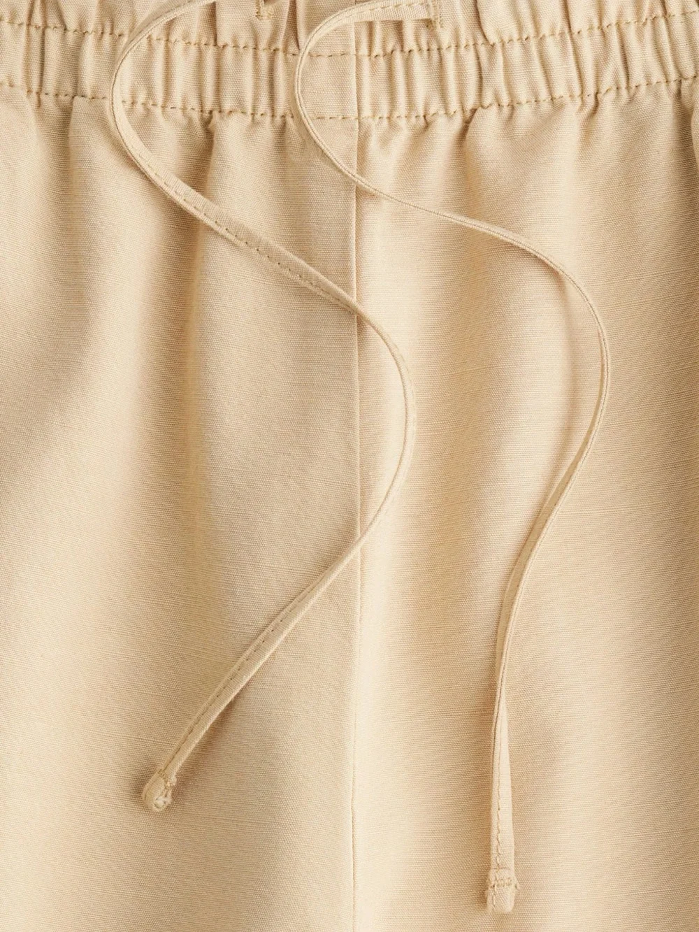 H&M Linen-Blend Beige Wide-Leg Cropped Pants size M